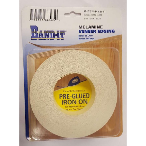 Band-It .030 in. X 7/8 in. W X 50 ft. L White Melamine Edge Banding No 2/BTR Premium Grade